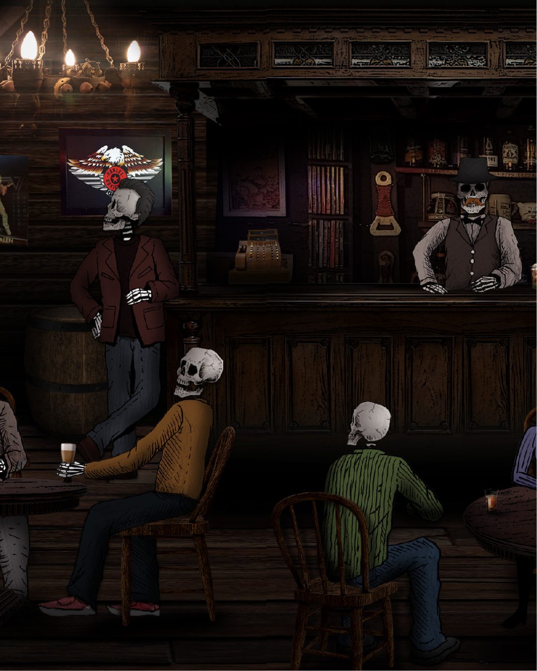 Rock at The Bar — o salão do bar em ilustração